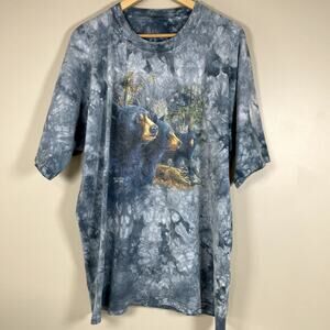 Vintage POLAR GRAPHICS USA  XL Blue Tye Dye Black Bear Graphic Short Sleeve Tee